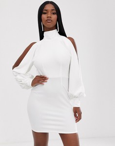 Платье мини с драпировкой и швами ASOS DESIGN-Белый