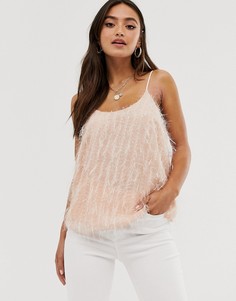 Топ с бахромой металлик ASOS DESIGN-Розовый