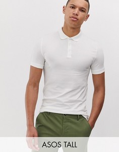 Облегающее трикотажное поло ASOS DESIGN Tall-Белый