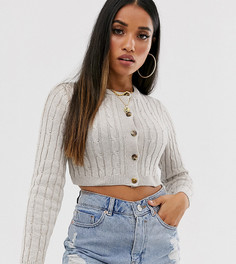 Укороченный кардиган крупной вязки из переработанных материалов ASOS DESIGN Petite-Розовый