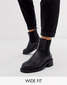 Черные ботинки челси для широкой стопы ASOS DESIGN Action-Черный