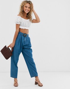 Синие легкие джинсы скинни с поясом ASOS DESIGN-Синий