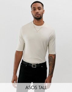 Бежевая узкая строгая футболка из органического материала ASOS DESIGN Tall-Бежевый