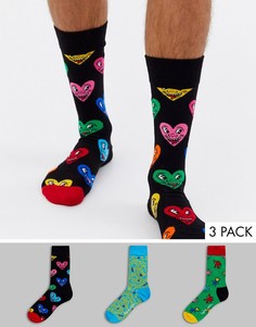 Носки в подарочной упаковке Happy Socks X Keith Haring - Набор из 3 пар-Мульти