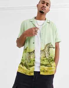 Зеленая рубашка с короткими рукавами и принтом \зебра\" ASOS DESIGN-Зеленый