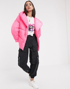 Розовая дутая куртка с капюшоном ASOS DESIGN-Розовый