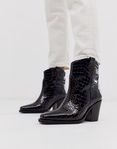 Кожаные ботинки в ковбойском стиле с разноцветной отделкой под крокодиловую кожу ASOS DESIGN Richmond premium-Мульти