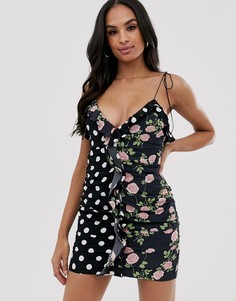Платье мини с присборенной отделкой For Love & Lemons Mochi-Мульти