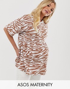 Свободный топ с анималистичным принтом ASOS DESIGN Maternity-Мульти