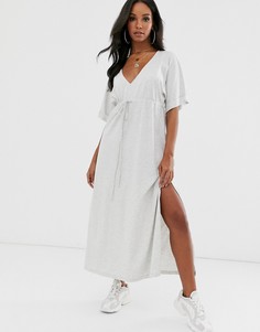Платье макси с затягивающимся шнурком на талии ASOS DESIGN-Черный