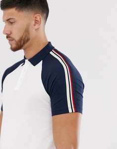 Белая футболка-поло из органического материала с отделкой кантом на плечах ASOS DESIGN-Белый
