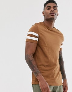 Футболка из органического хлопка с рукавами в полоску ASOS DESIGN-Коричневый