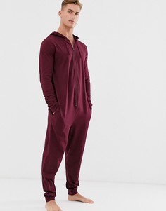 Бордовый комбинезон для дома с капюшоном ASOS DESIGN-Красный