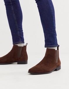 Коричневые ботинки челси из искусственной замши ASOS DESIGN-Коричневый