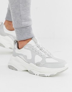 Бело-серые кроссовки на массивной подошве ASOS DESIGN-Белый