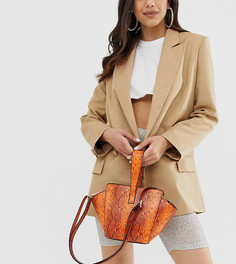 Маленькая оранжевая сумочка на запястье с эффектом змеиной кожи Missguided-Оранжевый