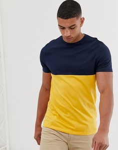 Желтая футболка из органического хлопка с контрастной кокеткой ASOS DESIGN-Желтый