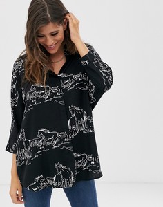 Oversize-рубашка с длинными рукавами и абстрактным принтом ASOS DESIGN-Мульти