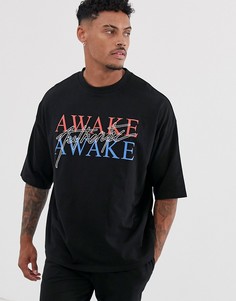 Oversize-футболка с вышивкой ASOS DESIGN-Черный
