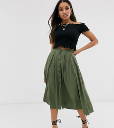 Юбка миди на пуговицах ASOS DESIGN Petite-Зеленый