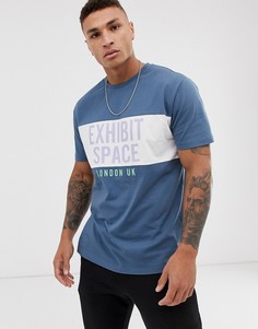 Свободная футболка в стиле колор блок с принтом ASOS DESIGN-Зеленый