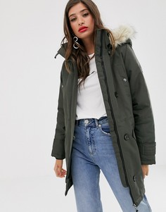 Парка с искусственным мехом на капюшоне Vero Moda-Зеленый