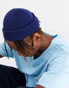 Темно-синяя шапка в рубчик ASOS DESIGN-Темно-синий