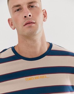 Свободный лонгслив в полоску ASOS DESIGN-Белый