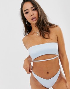 Голубой укороченный бикини топ-бандо ASOS DESIGN-Синий