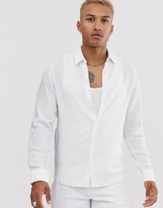 Белая вискозная рубашка классического кроя ASOS DESIGN-Белый