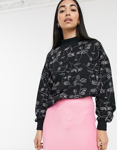 Свитшот с высоким воротом и принтом Gestuz Fallon-Черный