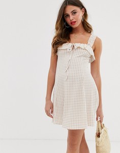 Фактурное платье мини в клетку с вырезом капелькой ASOS DESIGN-Мульти