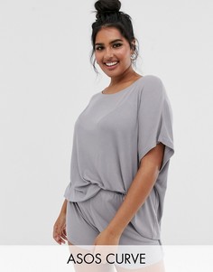 Трикотажная футболка в рубчик ASOS DESIGN Curve-Серый