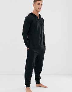 Черный комбинезон для дома с капюшоном ASOS DESIGN