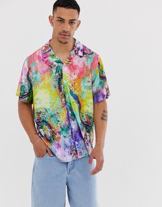 Свободная рубашка с принтом тай-дай ASOS DESIGN-Фиолетовый