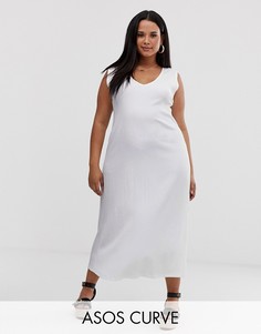 Фактурное платье миди ASOS DESIGN Curve-Белый