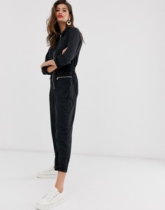 Черный комбинезон с карманами на молнии River Island-Синий