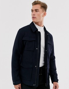 Куртка с накладными карманами Selected Homme-Темно-синий