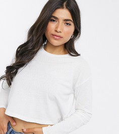 Белая свободная футболка с добавлением льна ASOS DESIGN Petite-Белый