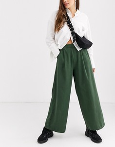 Широкие парусиновые брюки ASOS DESIGN-Зеленый