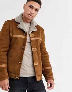 Куртка из искусственной замши с воротником \борг\" River Island-Светло-коричневый