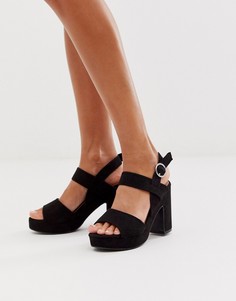 Черные босоножки на платформе и каблуке New Look-Черный