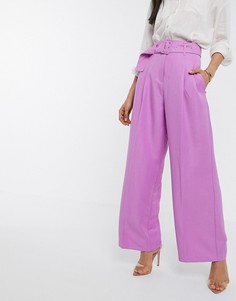 Широкие брюки с поясом ASOS DESIGN-Фиолетовый