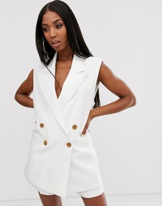 Блейзер без рукавов цвета слоновой кости ASOS DESIGN-Белый