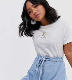 Футболка с принтом сердца ASOS DESIGN Petite-Белый