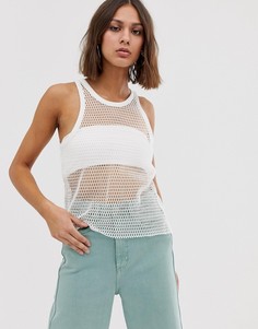 Белая сетчатая майка Weekday-Белый
