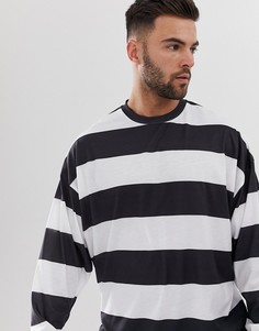 Oversize-футболка в полоску с длинными рукавами ASOS DESIGN-Белый