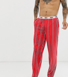 Красные пижамные штаны в полоску с логотипом на поясе ASOS DESIGN-Красный