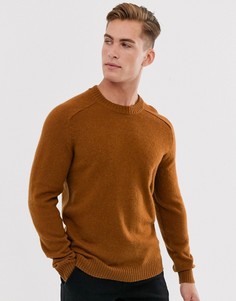 Оранжевый шерстяной джемпер с круглым вырезом Selected Homme-Светло-коричневый