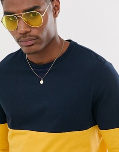 Желтый лонгслив из органического хлопка с контрастной вставкой ASOS DESIGN